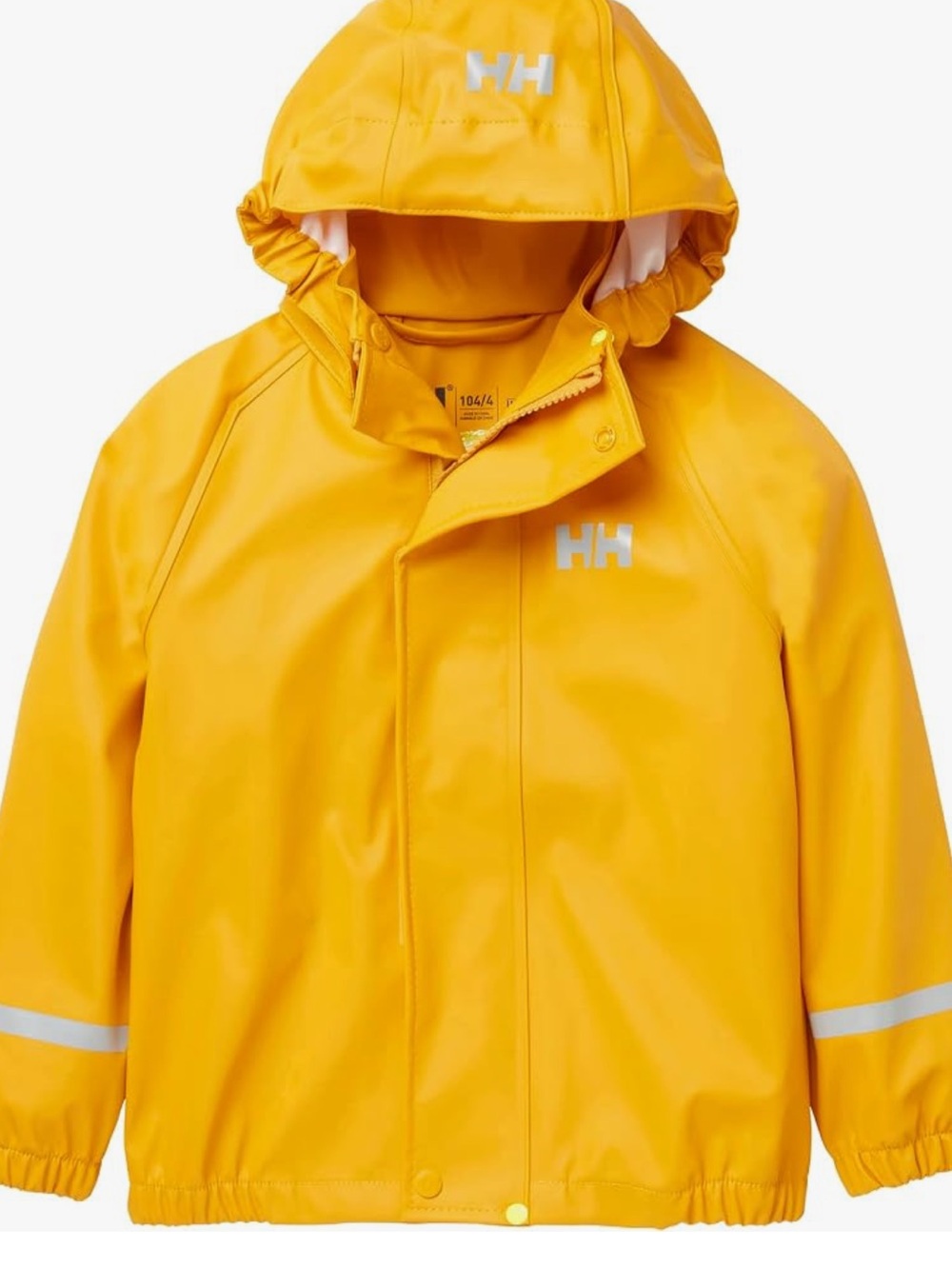 New Helly Hansen Bright Yellow Kids' Waterproof Rain Jacket with Hood size 7